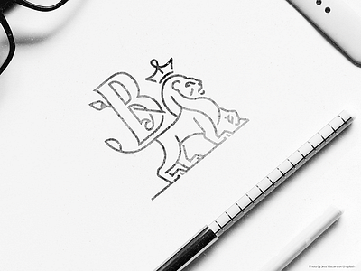 Lion Branding Water Color crest elegant emblem freelance initials line lion logo minimal monogram sale slick