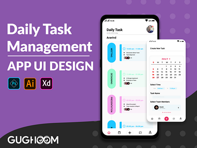 Daily Task Management UI app design illustration management app minimal photoshop ui ux vector xd design