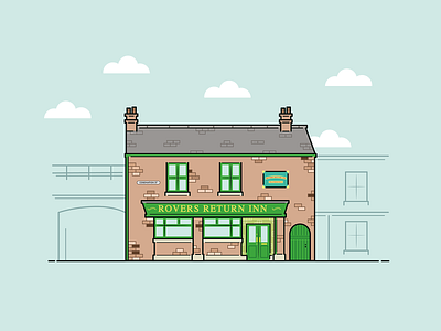 Rovers Return Inn 2d 2d art bar building coronation street illustration line art minimal art pub rovers return rovers return inn the rovers return vector