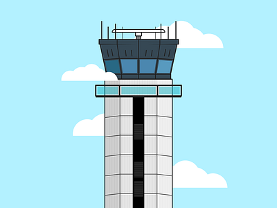 Chicago Control Tower 2d 2d art airport building chicago chicago control tower control tower illustration line art usa vector