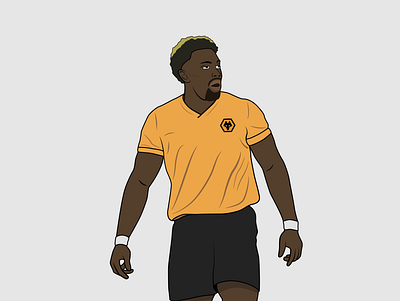 Adama Traoré design football footballer illustration line art premiere league soccer vector wolves