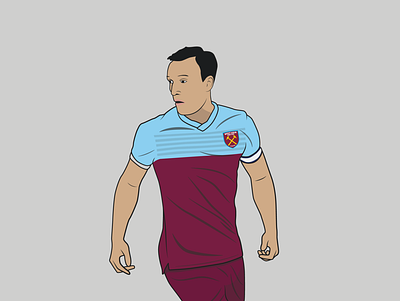 West Ham's Mark Noble design football footballer illustration line art premier league soccer vector