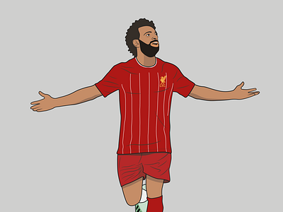 Liverpool’s Mo Salah 2d 2d art football footballer illustration line art liverpool. mo salah premier league soccer vector