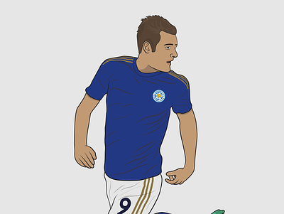 Leicester's Jamie Vardy 2d 2d art design football footballer illustration lcfc line art premier league soccer vector