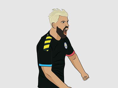 Man City’s Sergio Agüero 2d football footballer illustration man city premier league sergio agüero soccer vector