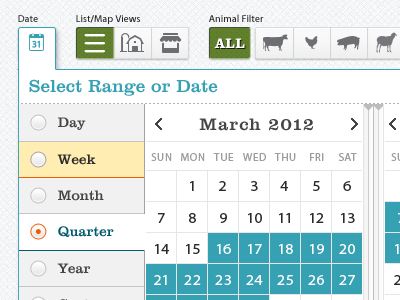 Date Picker calendar date picker navigation radio buttons ui ux