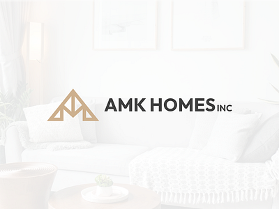 AMK brand branding construction design homes house logo modern roof simple vector