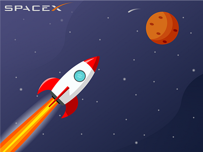 Space X design illustration mars rocket space art spacex