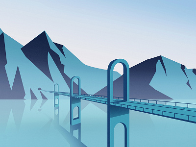 Bridge design flat illustration vector