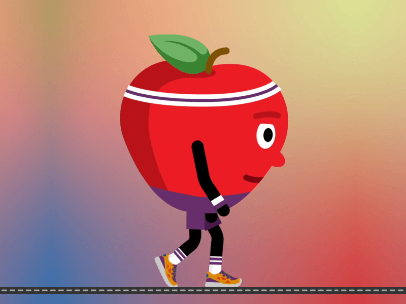 Apple Walk Cycle 2d animation 2d character character animation walk cycle