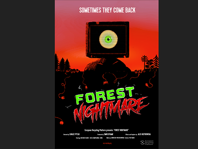 Forest Nightmare - poster for a promo video handdrawn horror illustration poster recycling