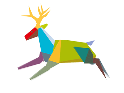 Origami Deer Run animation cycle deer run