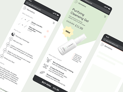 Dermatica Product Page ecommerce product design ui ux website