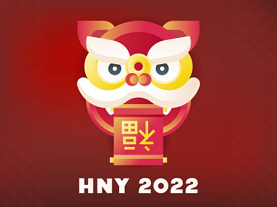 CNY 2022 cny design flat flat design icon illustration lion dance lion head luna lunar new year scroll