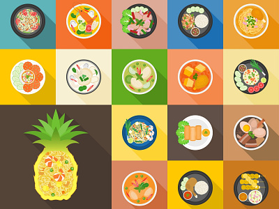 Thaifoodcovernew 01 cuisine design dishes flat flat design food food and drink illustration thai thailand vector