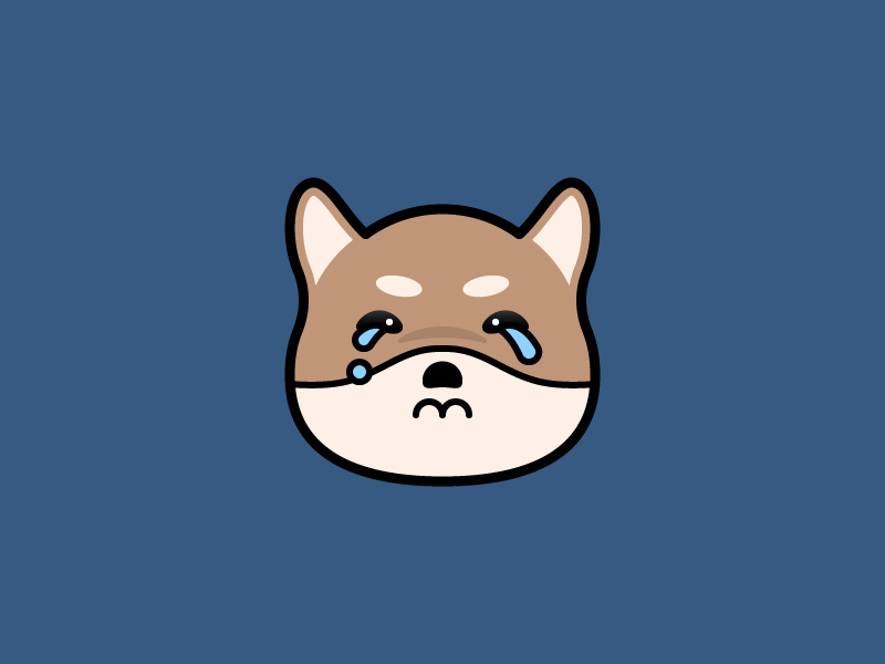 Why? teardrop crying cry pet head avatar flat design filled lineal icon icon shiba cute kawaii emoticon emoji dog