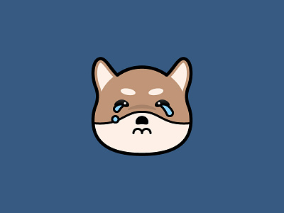 Why? avatar cry crying cute dog emoji emoticon filled flat design head icon kawaii lineal icon pet shiba teardrop