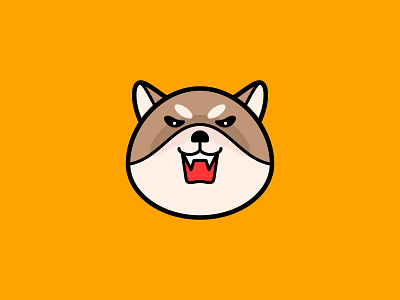 Grrr angry animal avatar bark cute dog flat design grr grrr head icon illustration line lineal color pet shiba inu vector