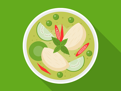 Green curry with chicken : Thai cuisine asian bangkok chicken cuisine dishes flat design food green curry illustration local thai thailand vector