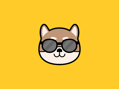 Hello, world avatar cute dog flat design icon kawaii lineal colour pet summer sunglasses