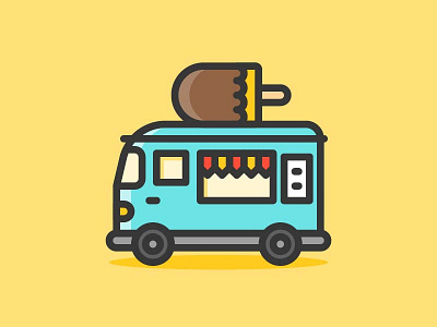 Hello summer, Food truck set icon bold line cute flat flat design food food truck ice cream icon illustration lineal logo summer vector