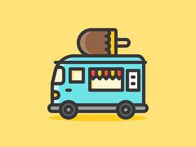 Hello summer, Food truck set icon