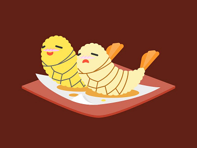 SM tempura character cute flat food illuatration japanese shrimp sm tempura vector