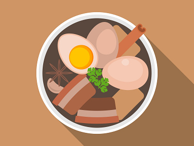 Eggs and pork in brown sauce