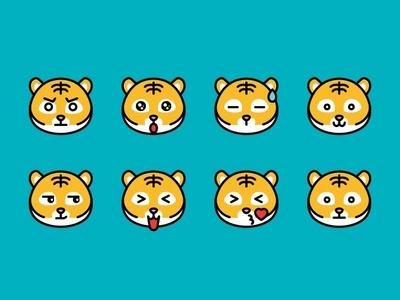 Tiger emoji avatar icons characer cute flat flat design head icon illustration tiger vector