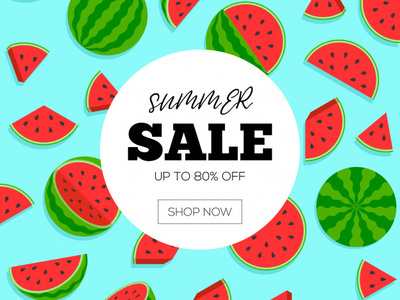 Free Summer Sale With Watermelon Banner