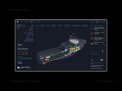Vessel overview - Fleet management portal - Rolls Royce Marine app design graphic design motion graphics typography ui vector