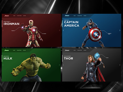 Avengers Website app avenger avengers design flat hulk ironman marvel thor ui webdesign website