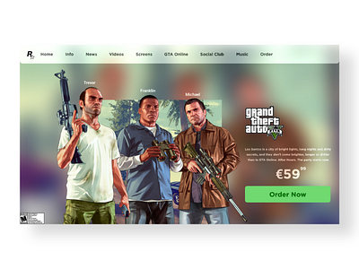 GTA V Landing page blur game graphic designer ui ux webdesign webpage website