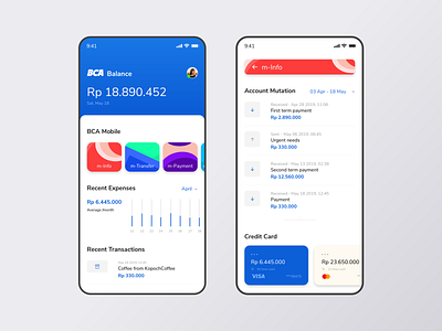 Bank Application Concept app appuidesign bank app blue clean design finance fintech mobile mobile bank mobile banking ui white