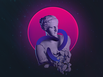 Galactic origin color composition digitalart galactic illustration layers levels neo photoshop space statue vaporwave