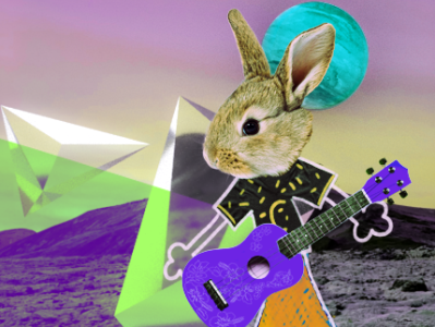 Planet Rabbit color compostition digital collage digital illustration digitalart galactic mixedmedia neon photoshop planet rabbit vaporwave