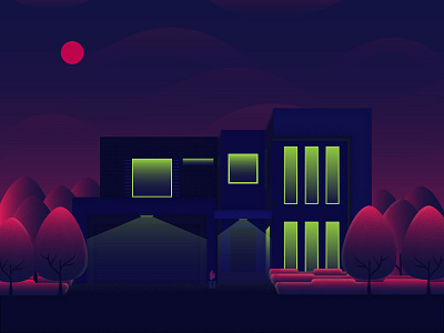 Night House house illustration night