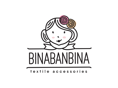 Binabanbina Logo banbina logo crafts handmade handmade doll handmade logo kid kids logo line logo stroke logo textile accessories logo textile doll textile logo
