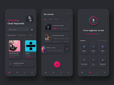 Nuemorphism UI - Guitar learning app