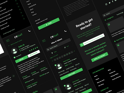 Staffing Mobile UI - C9 Staff adobe xd dailyui dark dark mode mobile wireframe wireframe kit