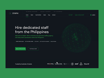 Staphi Dark Landing Page dark modern ui web design