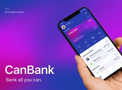 Bank Home Screen UI branding design minimalist modern ui