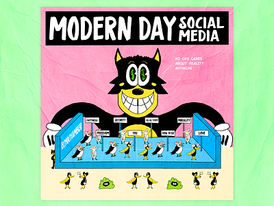 Modern Days #04: Social Media 2d 2d art animals art bird cat design draw illustration illustrator modern photoshop rat social media vintage