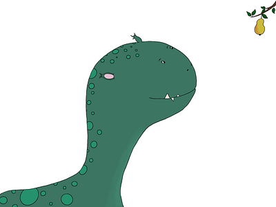 Green D dragon pear illustration fun