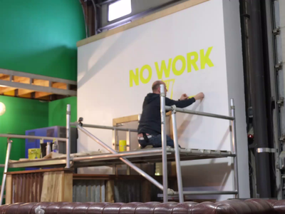 "There's No Work Like Cowork" Mural Timelapse handlettering lettering mural timelapse typography