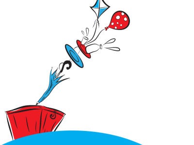 Ooops Dr Seuss balloon blue box illustration kite milk plate quirky red seuss splatter umbrella whimsy