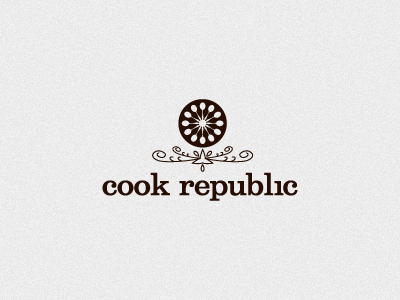 Cook Republic Logo belizio black illustration logo round scroll seal shapes spoon vector wheel