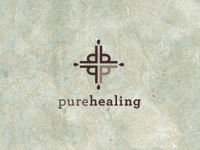 Pure Healing Logo archer balance brown cross drops icon logo pattern shapes typography