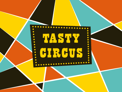 Tasty Circus Color Palette black bold circus display lights mosaic plate red retro tasty turquoise yellow