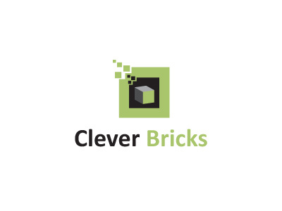 Clever Bricks Logo block brick green logo pixels shapes square